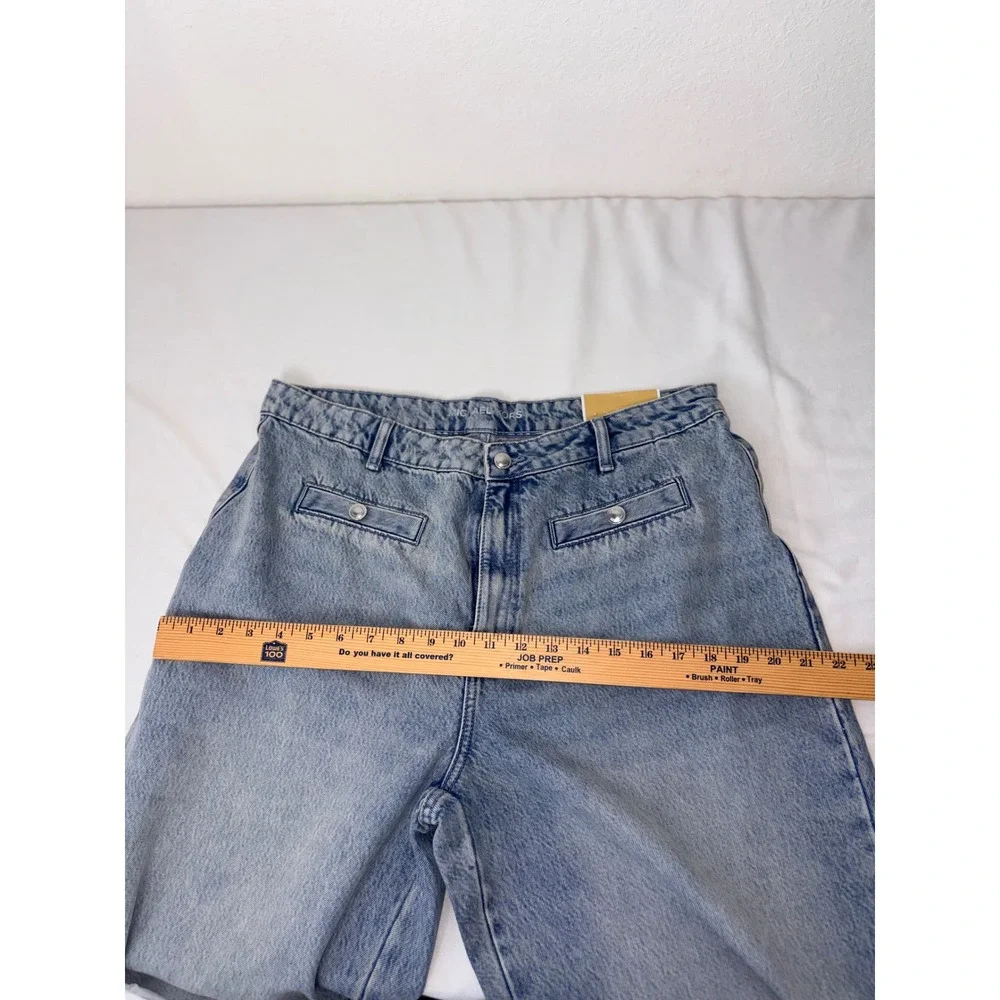 Michael Kors Selma Crop Wide Leg Jeans Light Wash Blue High Rise Denim Womens 16